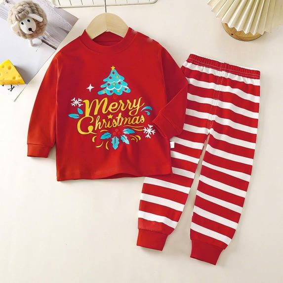 Qingpeng Toddler Boy Girl 2Pcs Christmas Winter Outfits Long Sleeve Shirts & Jogger Pants Set Fall Winter Clothes
