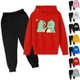 thumbnail image 1 of Qingpeng Toddler Boy Girls Winter Clothes Set Kids Dinosaur Print Long Sleeve Hoodie Sweatshirt Pants Fall Winter Outfit Sets, 1 of 3