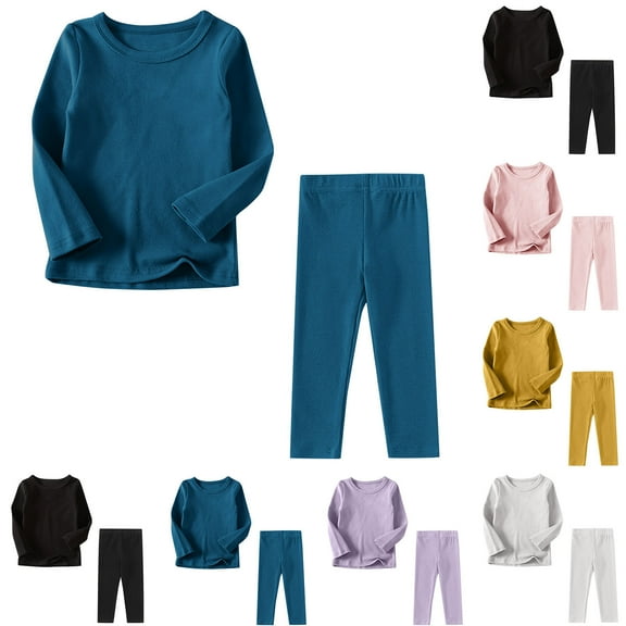 Qingpeng Toddler Boys Girls Cute Print Pajama Set Kids Long Sleeve Pullover Tops & Pjs Pants Set Fall Winter Sleepwear Clothes Outfit