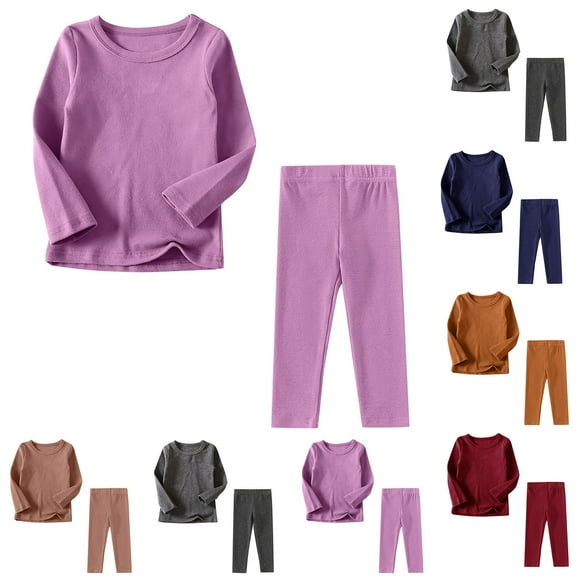 Qingpeng Toddler Boys Girls Cute Print Pajama Set Kids Long Sleeve Pullover Tops & Pjs Pants Set Fall Winter Sleepwear Clothes Outfit