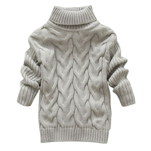 Qingpeng Toddler Boys Girls Knit Turtleneck Sweaters Kids Soft Long Pullover Casual Solid Warm Winter Clothes