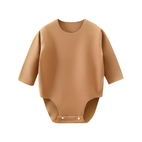 Qingpeng Infant Baby Bodysuit Cotton Long Sleeve Solid Color Shirt
