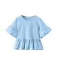 thumbnail image 1 of Qingpeng Toddler Girls Long Sleeve Ruffle T Shirt Kids Casual Solid Blouse Top, 1 of 8