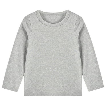 Qingpeng Toddler Boys Girls Basic Cotton Sweatshirt Casual Loose Solid Long Sleeves Pullover Shirt Top
