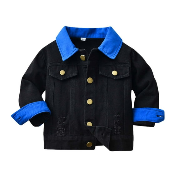 Qingpeng Toddler Boys Girls Basic Denim Jacket Kids Fall Winter Casual Loose Lapel Button Jean Shirt Long Sleeve Outerwear