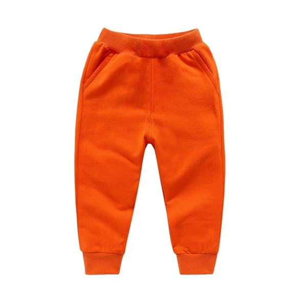 Qingpeng Clearance Toddler Boys Girls Cotton Jogger Pants Kids Casual Loose Elastic Waist Solid Sweatpants with pockets