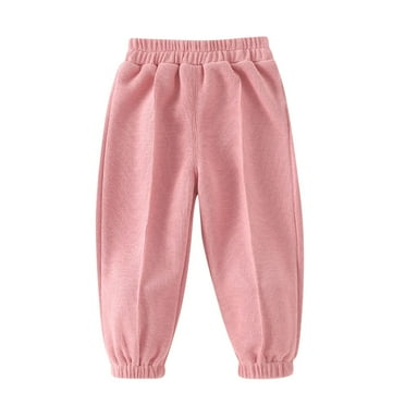 Qingpeng Toddler Boys Girls Cotton Pull-On Jogger Pants Solid Color Casual Loose Elastic Waist Sweatpants