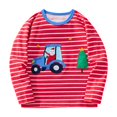thumbnail image 1 of Qingpeng Toddler Boys Girls Cotton Pullover T Shirts Cartoon Print Shirt Crew Neck Long Sleeves Stripe Tees, 1 of 7