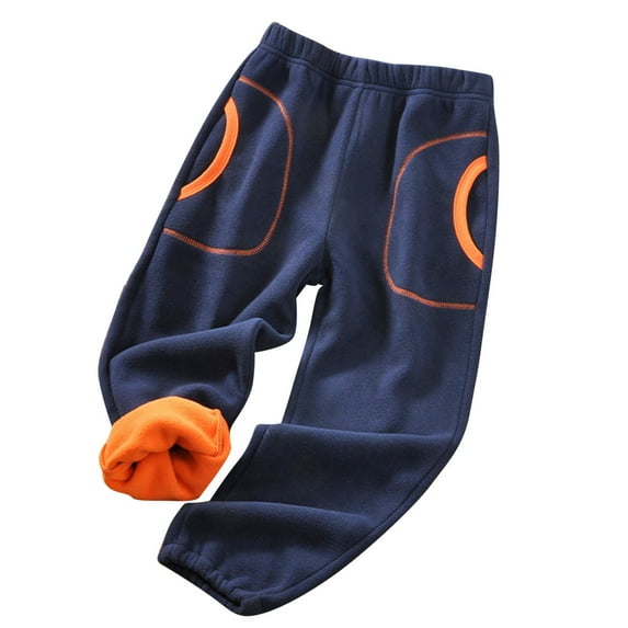 Qingpeng Toddler Boys Girls Fleece Lined Sweatpants Kids Casual Baggy Elastic Waist Joggers with Pockets Fall Winter Thick Warm Trousers