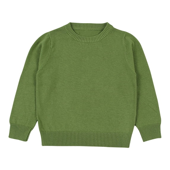 Qingpeng Toddler Boys Girls Knit Pullover Sweater Kids Casual Solid Crewneck Long Sleeves Sweatshirt Fall Winter Warm Clothes