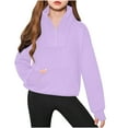thumbnail image 1 of Qingpeng Toddler Boys Girls Quarter-Zip Pullover Sweatshirt with Thumb Hole Kids Fall Winter Casual Loose Solid Clothes, 1 of 8