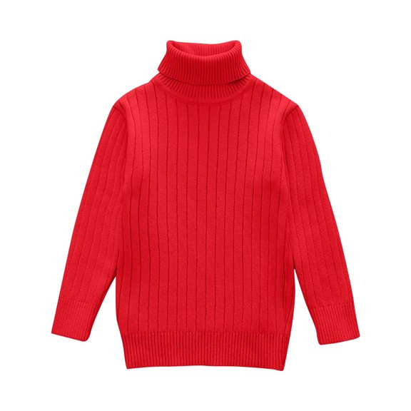 Qingpeng Toddler Boys Girls Turtleneck Sweater Kids Casual Loose Solid Pullover Winter Warm Thick Tee Tops
