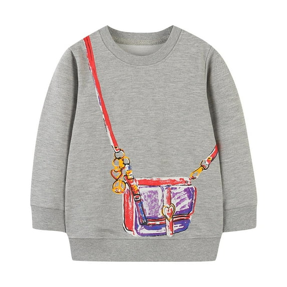 Qingpeng Toddler Girl Sweatshirt Clothes Cotton Crewneck Cute Print Casual Top Clothing