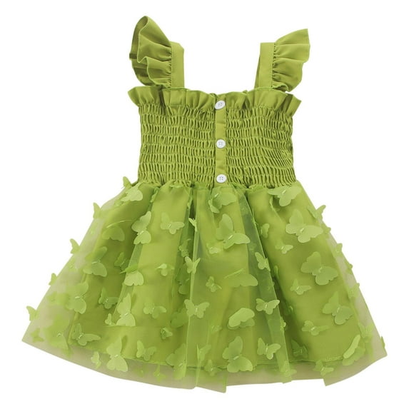 Qingpeng Toddler Girls Cotton Princess Dress Formal Photo Shoot Outfit Summer Solid Sleeveless Dress Clothes 1-5T