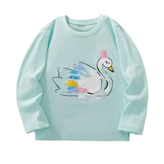 Qingpeng Toddler Girls Sweatshirts Long Sleeve Tops Kids Pullover Cute Print Casual Tee Shirt
