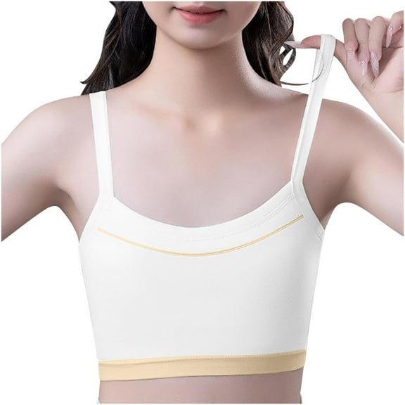 Qingpeng Toddler Girls Training Bras Kids Soft Cotton Sports Bra for 12-15 Years