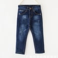 thumbnail image 1 of Qingpeng Kids Boys Basic Straight Leg Jeans Toddler High Waist Full Length Strench Denim Pants Casual Solid Trousers with Pockets, 1 of 3