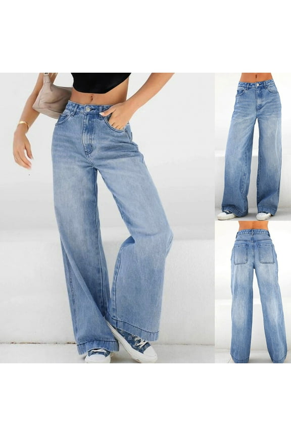 Wide Leg Jeans for Women High Waisted Stretchy Denim Pants Baggy Jeans Trouser Jeans with Pockets
