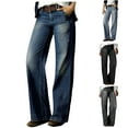 thumbnail image 1 of Qingpeng Wide Leg Jeans for Women Stretch Low Waist Baggy Jeans Boot Cut Jeans Flare Leg Denim Pants, 1 of 6