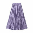 thumbnail image 1 of Qingpeng Women Elastic High Waist Pleated Skirt Midi Swing A-line Skirts, 1 of 7