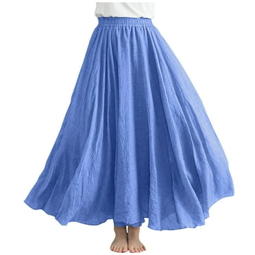 Qingpeng Women's Casual Breathable Solid Linen Skirts
