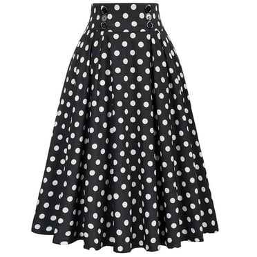 Qingpeng Women's Casual Pleated High Waist Solid Flowy A Line Long Maxi Skirt