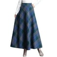 thumbnail image 1 of Qingpeng Women's Plaid Skirt Warm Elastic Waist A-Line Pleated Winter Long Skirts, 1 of 5