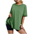 thumbnail image 1 of Qingpeng Women's Soft Comfy T Shirts Crewneck Short Sleeves Tees Casual Solid Tops, 1 of 5