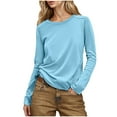 thumbnail image 1 of Qingpeng Womens Long Sleeve Shirts Crewneck Fall Tops Casual Loose Fit Basic Pullover Top, 1 of 8