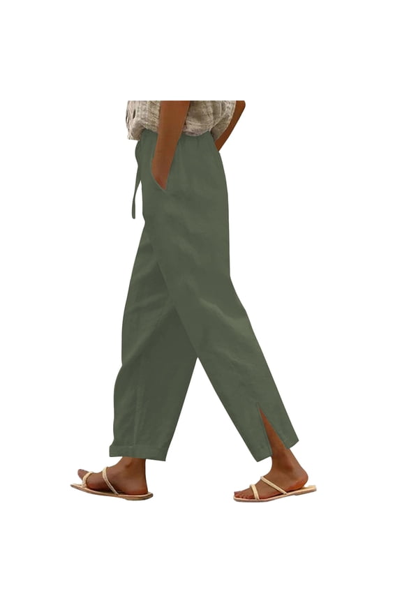 Gauze Pants for Women Slit Hem Drawstring High Waisted Wide Leg Trousers 2026 Summer Beach Vacation Clothes