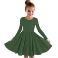 thumbnail image 1 of Qingpeng Girls Dress Long Sleeve Round Neck A Line Mid Length Skirt for Girls Kids Autumn Casual Daily Wear, 1 of 6