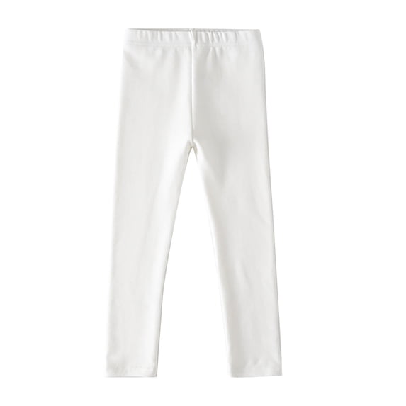 Qingpeng Girls Solid Color Stretchy Leggings Soft Comfortable Daily Wear Long Pants for Kids