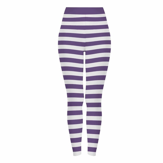 Qingpeng Halloween Striped Print High Waist Leggings for Women Stretchy Fitness Running Workout Sports Casual Pants