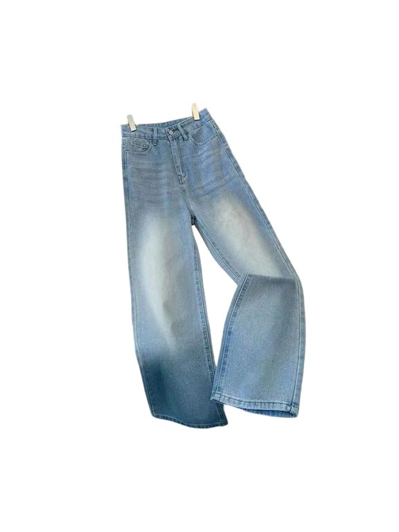 Jeans for Women Retro Washed High Waisted Slimming and Sagging Wide Leg Pants Loose Fit Denim Jeans