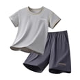 thumbnail image 1 of Qingpeng Kids Boys Summer Thin Breathable UPF Sun Protection Short Sleeve T-Shirt and Shorts Matching Outfit Set for Kids, 1 of 6
