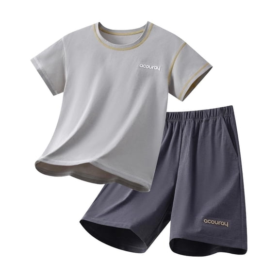 Qingpeng Kids Boys Summer Thin Breathable UPF Sun Protection Short Sleeve T-Shirt and Shorts Matching Outfit Set for Kids