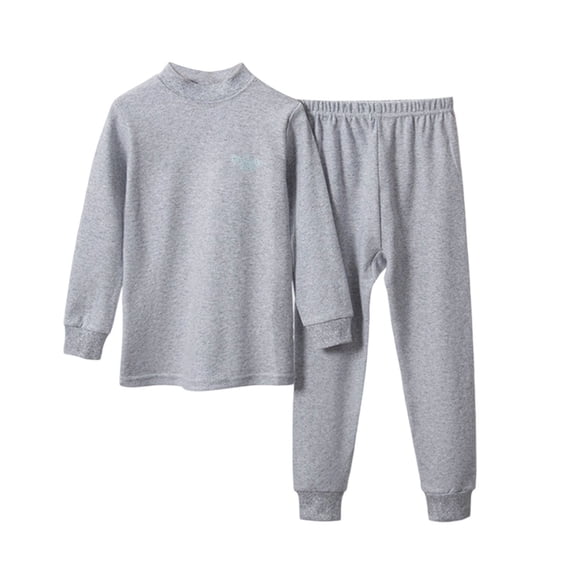 Qingpeng Kids Mid Neck Thermal Set Long Sleeve Base Layer Tops Elastic Waist Pants for Winter Matching Outfit Set for Kids