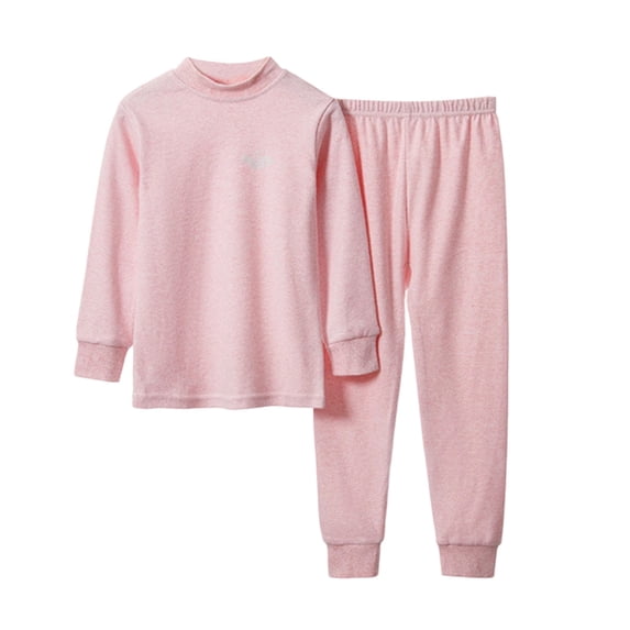 Qingpeng Kids Mid Neck Thermal Set Long Sleeve Base Layer Tops Elastic Waist Pants for Winter Matching Outfit Set for Kids