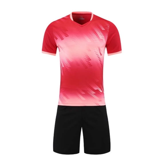 Qingpeng Kids Sports Training Short Sleeve V Neck Printed Top Elastic Waist Shorts Soccer Football Uniform Matching Outfit Set for Kids