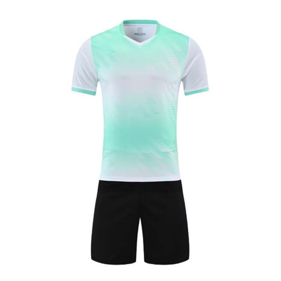 Qingpeng Kids Sports Training Short Sleeve V Neck Printed Top Elastic Waist Shorts Soccer Football Uniform Matching Outfit Set for Kids