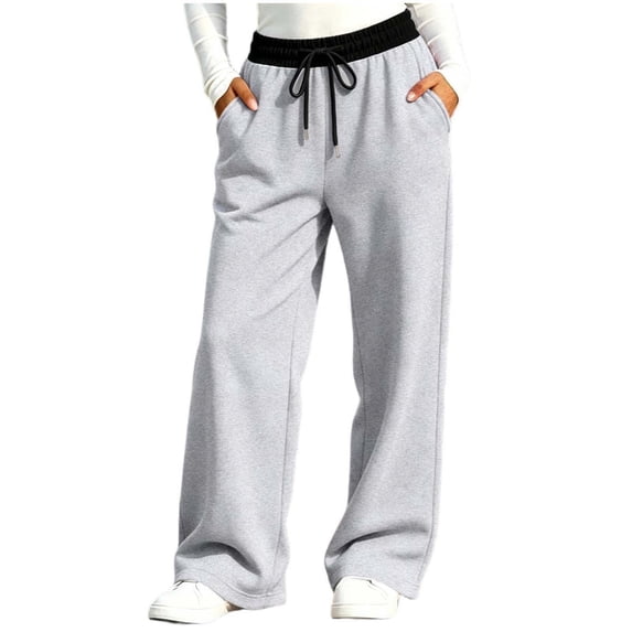 Qingpeng Kids Unisex Solid Wide Leg Sweatpants Drawstring Waist Pockets Comfortable Casual Pants