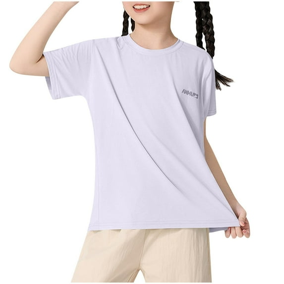 Qingpeng Little Girls Athletic Shirts Short Sleeve Quick Dry T-Shirt Toddler Girls Summer Tee Tops
