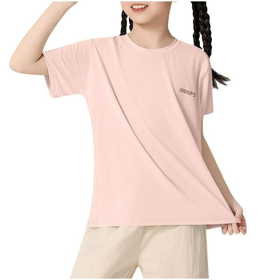 Qingpeng Little Girls Athletic Shirts Short Sleeve Quick Dry T-Shirt Toddler Girls Summer Tee Tops