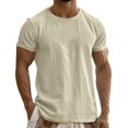 thumbnail image 1 of Qingpeng Men's T Shirt Cotton Linen Short Sleeve Blouses Crew Neck Soft Breathable Classic Tshirts Color 18+,Size S-3XL, 1 of 5