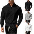 thumbnail image 1 of Qingpeng Mens Full Zipper Stand Collar Track Jacket Lightweight Raglan Sleeve Athletic Tops Ribbed Cuffs Casual Sports Jacket, 1 of 5