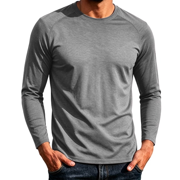 Qingpeng Mens Quick Dry T Shirt Crew Neck Long Sleeve Slim Fit Shirts Lightweight Sports Workout Running Training Tops