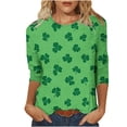 thumbnail image 1 of Qingpeng Plus Size St Patricks Day 3/4 Sleeve T Shirts for Women Shamrocks Graphic Crewneck Pullover Casual Loose Tops Size S-3XL, 1 of 6