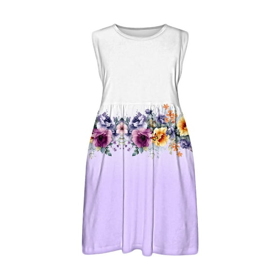 Qingpeng Summer Dresses for Girls Beach Dress Casual Loose Tank Tshirt Sun Dress