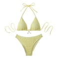 thumbnail image 1 of Qingpeng Textured Halter Bikini for Women 2 Piece Triangle Bikini Sets High Cut Bathing Suit Side Tie Swimsuits, 1 of 4