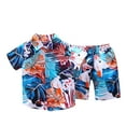 thumbnail image 1 of Qingpeng Toddler Boy's Set Colorblock Button Down Collar Neck Short Sleeve Shirt Shorts, 1 of 4